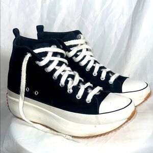 Madden Girl Black Canvas Platform High Tops with White Laces